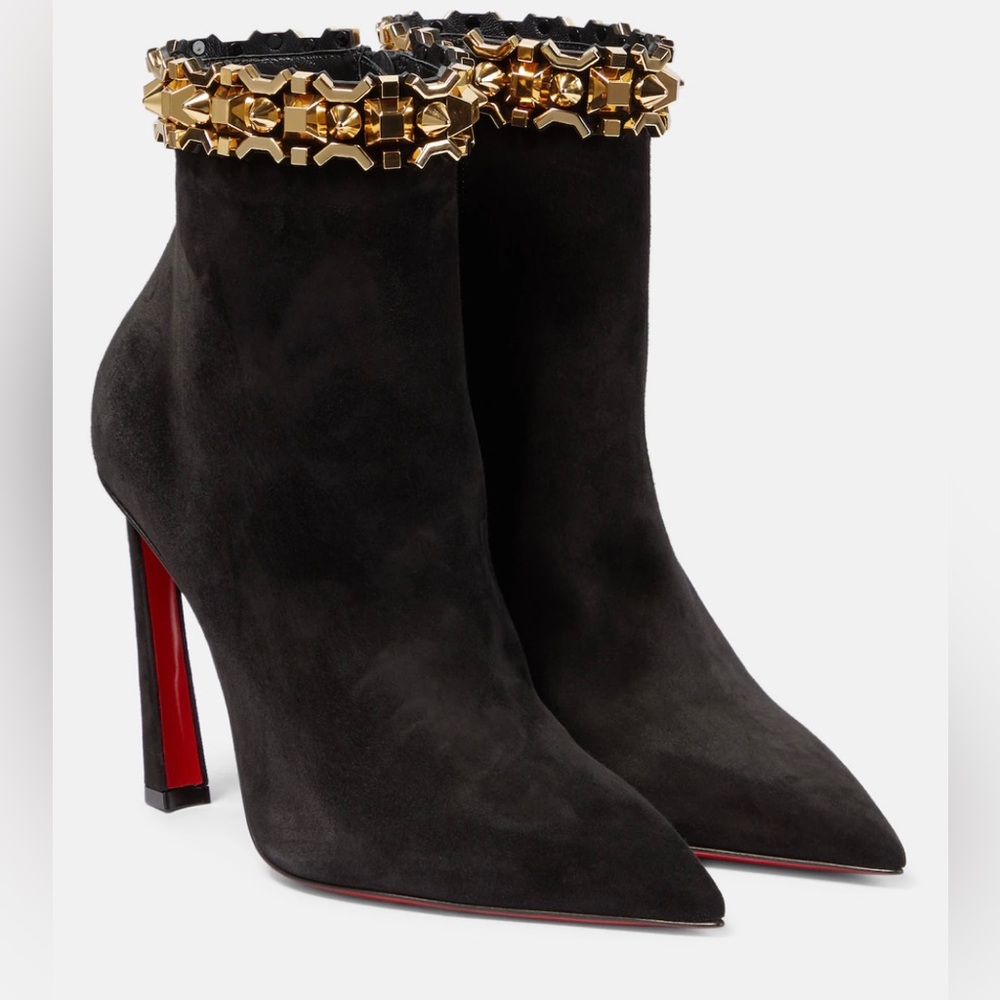 CHRISTIAN LOUBOUTIN Asteroispikes Embellished Suede Ankle Boots
